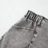 Women's Gray Zipped Light Wash Cuffed Edge Denim Shorts for Summer - Image 17