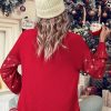 Women's Racing Red Merry Graphic Turtleneck Sweater with Sequin Sleeves - Image 3