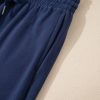 Women's Navy Blue Fleece Lined Drawstring Waist Joggers - Image 12