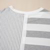 Women's Gray Stripe Mixed Print Short Sleeve Top and Pocketed Shorts Set - Image 16