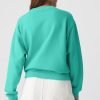 Women's Aruba Blue Solid Drop Shoulder Fleece Lined Sweatshirt - Image 9