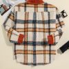 Plus Size Women's Brown Stripe Plaid Print Collared Button Up Jacket - Image 8