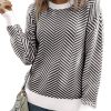 Women's Black Contrast Edge Crew Neck Long Sleeve Sweater - Image 15