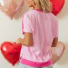 Women's Pink Two Tone Half Button Collared T-Shirt - Casual Elegance - Image 3