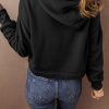 Women's Black Cropped Hoodie with Drop Shoulder and Adjustable Drawstring - Image 2