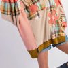 Women's Multicolour Waffle Knit Plaid Patchwork Sweatshirt with Side Slits - Image 2