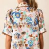 Women's Multicolour Floral Print Puff Sleeve Shirt with Ricrac Trim - Image 3