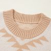 Plus Size Aztec Print Loose Sweater - Apricot Color - Image 10