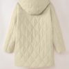 Women's Beige Quilted Hooded Coat with Snap Button Closure - Image 15