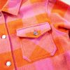 Women's Orange Plaid Chest Pocket Button-up Turn Down Collar Jacket - Image 10