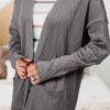 Women's Medium Grey Textured Cardigan with Pocket - Image 2