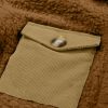 Women's Khaki Teddy Coat with Contrast Flap Pockets - Cozy Single Breasted Outerwear - Image 12