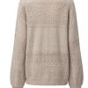 Women's Brown Eyelet Pattern V Neck Drop Shoulder Sweater - Casual Chic for Fall - Image 32