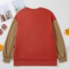 Women's Gold Flame Two Tone Patchwork Drop Shoulder Pullover Sweatshirt - Image 7