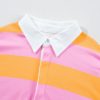 Women's Yellow Stripe Color Block Polo Collar Sweatshirt for Smart Casual Looks - Image 9