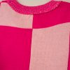 Women's Rose Red Mixed Checkered Pattern Drop Shoulder Sweater - Image 9