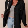 Women's Black Corduroy Flap Pocket Button Up Shacket - Cozy and Stylish Outerwear - Image 5