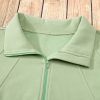 Women's Smoke Green Quarter Zip Stand Neck Sweatshirt with Kangaroo Pocket - Image 9