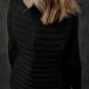 Women's Sleek Black Plush Quilted Zip Puffer Vest - Image 6