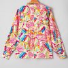 Women's Orange Abstract Printed High Low Oversized Shirt with Lantern Sleeves - Image 8