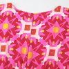 Women's Strawberry Pink Geometric Print Smocked Long Sleeve Mini Dress - Image 11