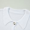 Women's White Collared Button-Up Loose Fit Casual Sweater Cardigan - Image 6