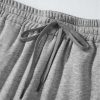 Women's Light Grey Solid Color Fleece Lined Drawstring Waist Casual Pants - Image 9