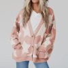 Women's Pink Sherpa Star Pattern Textured Cardigan with Pockets - Image 3