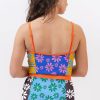 Women's Orange Floral Colorblock Spaghetti Strap Teddy Swimsuit with Padded Shelf Bra - Image 10