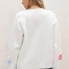 Women's White Knitted Floral Pattern Button Up Cardigan for Cozy Winter Style - Image 2