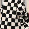 Women's Black Checkered Fleece Jacket with Side Pockets - Image 2