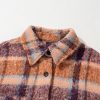 Women's Multicolour Plus Size Plaid Print Collared Button-Up Jacket for Winter - Image 18