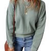 Women's Clearly Aqua Waffle Knit Drop Shoulder V Neck Top - Image 15