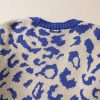 Women's Dark Blue Stripe Sleeve Leopard Print Open Front Cardigan with Pockets - Image 10