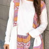 Women's White Western Aztec Print Patchwork Ruffled Tunic Long Sleeve Babydoll Top - Image 3