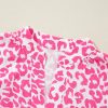 Women's Bright Pink Leopard Printed Long Sleeve Buttoned Front Mini Dress - Image 11
