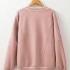 Women's Pink Stripe Contrast Trim V Neck Buttoned Front Pocketed Knit Cardigan - Image 7