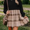 Chic Women's Black Plaid Patchwork High Waist Sweatshirt Mini Dress - Image 6