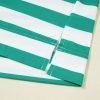 Women's Green Stripe Colorblock Collar Half Button T-Shirt - Casual Summer Style - Image 15