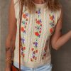 Women's Jet Stream Embroidered Floral Cable Knit Sweater Vest for Elegant Layering - Image 4