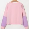 Women's Pink Colorblock Long Sleeve Henley Top with Button Detailing - Image 6