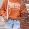Women's Orange PUMPKIN Spice Corded Crewneck Sweatshirt - Image 6