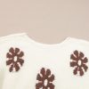 Women's White Colorblock Floral Pattern Long Sleeve Sweater - Image 18