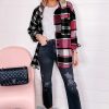 Women's Black Plaid Colorblock Loose Fit Shacket - Image 8