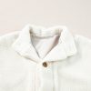 Women's Beige Sherpa Cap Sleeve Stand Collar Jacket Vest - Image 15