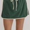 Trendy Women's Evergreen Color Contrast Loose Pullover and Lace-Up Waist Skort Set - Image 10