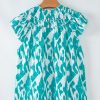 Women's Elegant Sky Blue Abstract Print Frilled Crewneck Blouse - Image 6