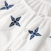 Women's White Geometric Embroidered Long Sleeve Buttoned Blouse - Chic Bohemian Style - Image 8