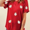 Women's Festive Red Christmas Tree Patched Crew Neck T-Shirt - Image 6