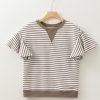 Women's Parchment Striped Ruffle Short Sleeve Top with Contrast Details - Image 5